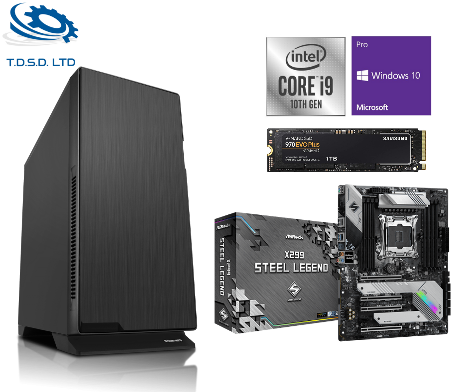 תחנת עבודה מקצועית כולל מעבד i9-10940X, זכרון 128GB, לוח אם ASROCK X299 Steel Legend