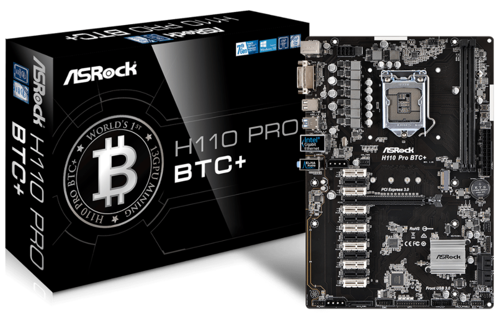 לוח אם +ASRock H110 Pro BTC (מחודש)