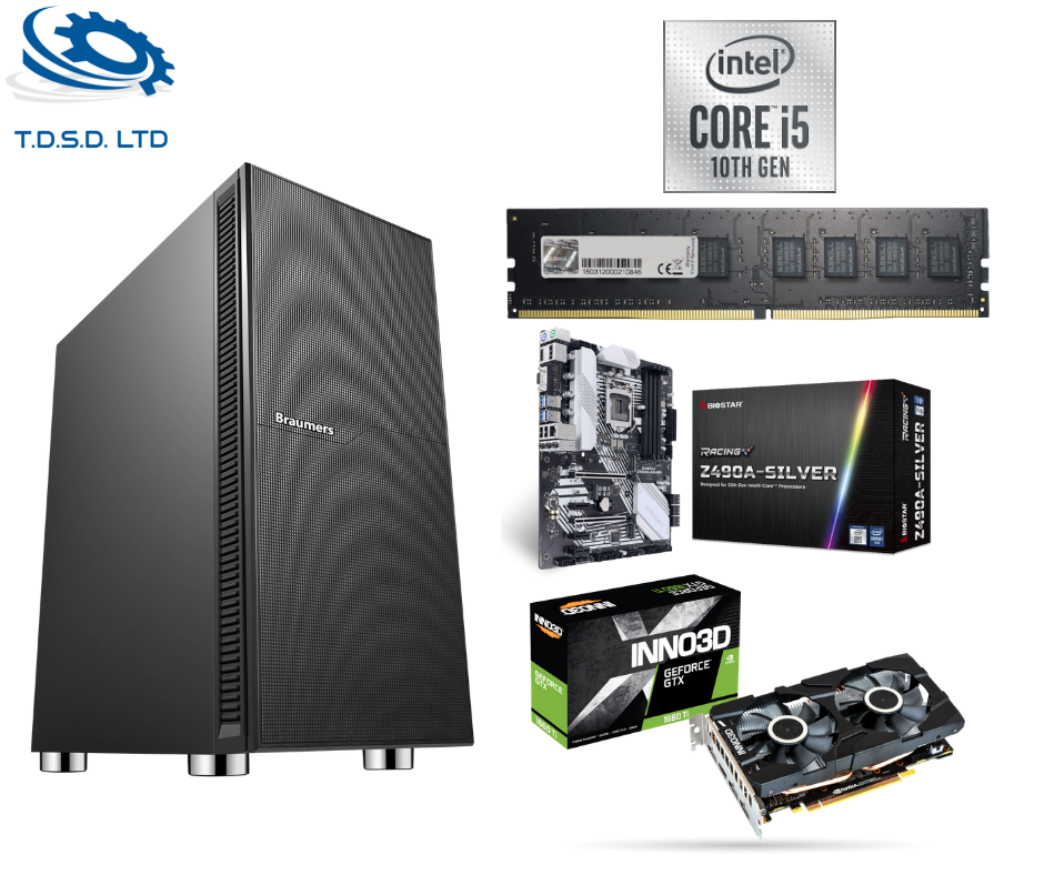 תחנת עבודה Silent Version כולל מעבד Intel i5-10600KF, כ.מסך GTX1660 TI, כונן SSD 500GB