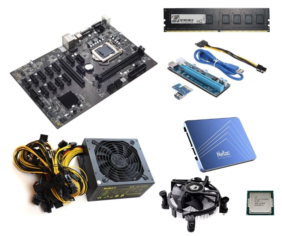 חבילה לכריית מטבעות דיגיטליים B250 8 Cards 1850W