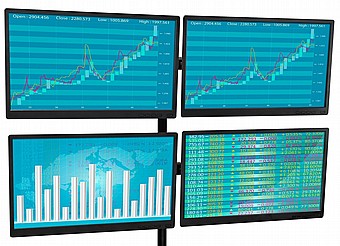 עמדת מסחר בבורסה - 4 מסכים כולל מעמד Braumers 27" Monitor