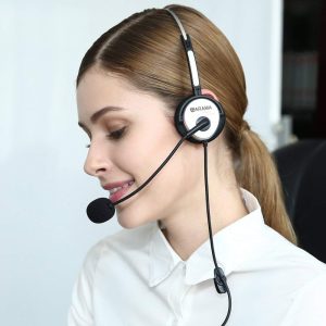 אוזניה RJ09 עם מיקרופון עבור טלפון קווי לאוזן אחת