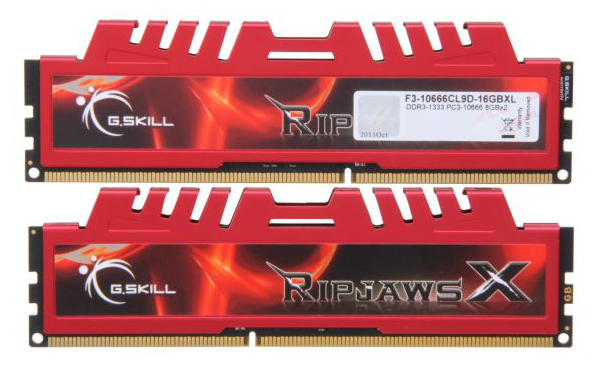 זיכרון למחשב נייח שולחני - G.Skill RipjawsX F3-10666CL9D-16GBXL 2x8GB DDR3 1333MHz Dual Memory Kit