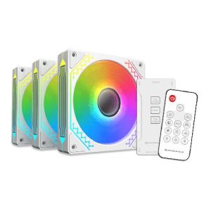 שלושה מאווררים למארז  Xigmatek STARZ PRO ARCTIC 3x120mm ARGB White FAN + Remote