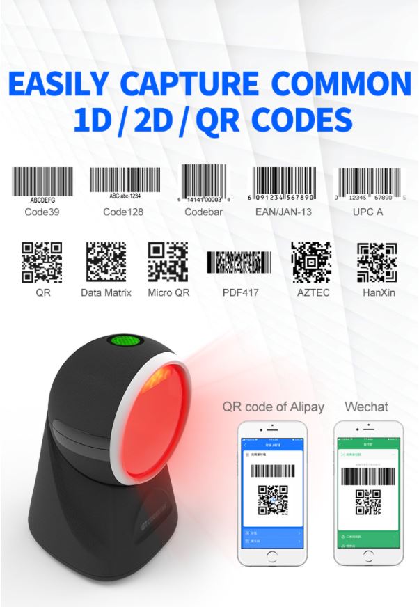 סורק ברקוד GT-8801 Desktop 2D Image Barcode Scanner תמונה 6