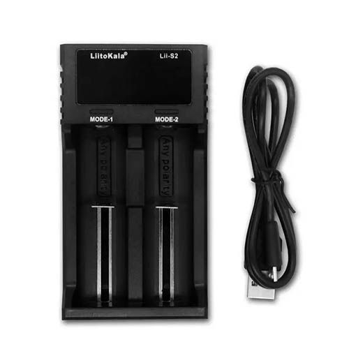 מטען לזוג סוללות ליתיום 18650 21700 26650 USB כולל זוג סוללות 18650 תמונה 2