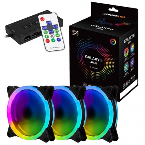 3 מאווררים למארז מחשב כולל שלט וקונטרולר Galaxy II RGB Fan Series תמונה 2