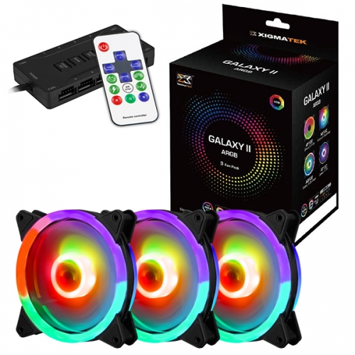 3 מאווררים למארז מחשב כולל שלט וקונטרולר Galaxy II RGB Fan Series תמונה 3