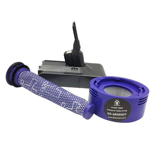 סט 3 חלקים סוללה 3000mAh ופילטרים לשואב אבק דייסון V8 SV10 תמונה 4