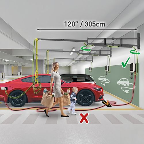 זרוע ברקן לכבל טעינה רכב חשמלי 305ס"מ EV300WM תמונה 3